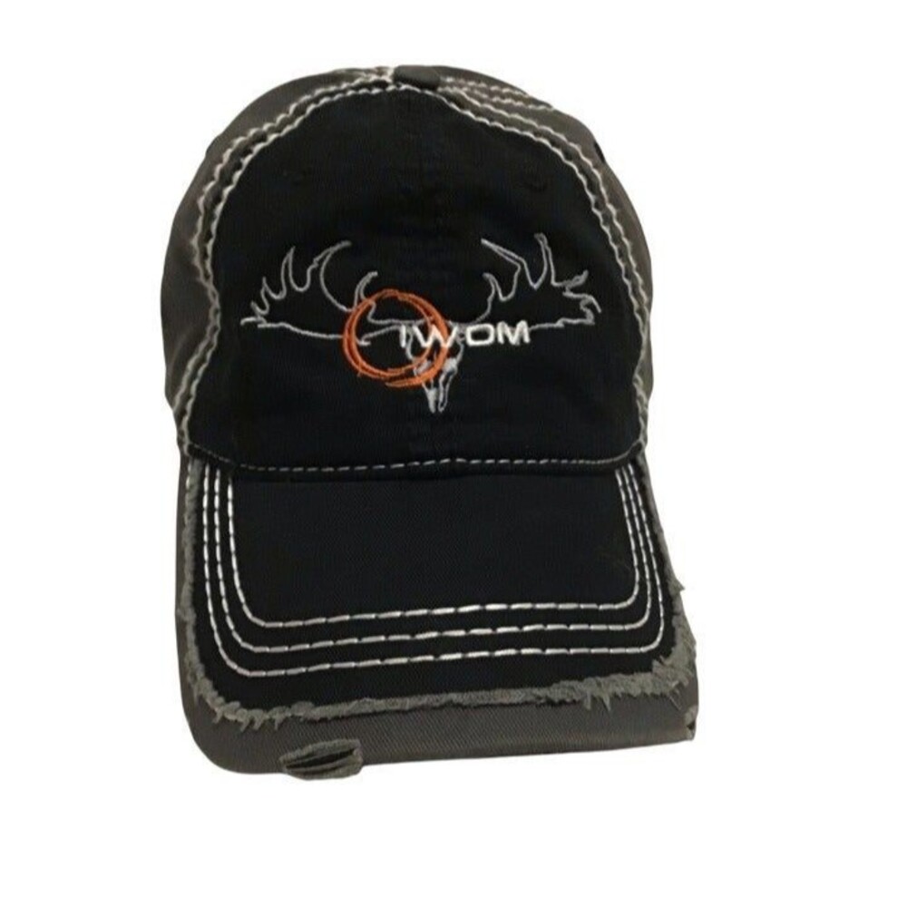 IWOM BASECAMP CAP Baseball Trucker Hat Adjustable Distressed Antler Logo Hunting